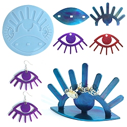 White Evil Eye DIY Pendant & Ring Display Rack Silicone Molds, Resin Casting Molds, White, 203x8mm, Hole: 4mm & 10x6mm, Inner Diameter: 39~97x62~150mm