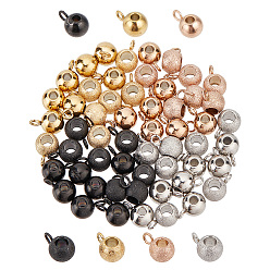 Mixed Color 64Pcs 8 Style Ion Plating(IP) 304 Stainless Steel Tube Bails, Loop Bails, Rondelle Bail Beads, Mixed Color, 9x5x4.5~6mm, Hole: 2mm, 8pcs/style