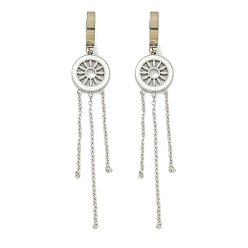 Нержавеющая Сталь Цвет Серьги из 304 нержавеющей стали, с эмалью, плоско-круглые, цвет нержавеющей стали, 80x13.4 мм