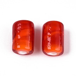 Красный Бусины лэмпворк , колонка, красные, 16x10.5 мм, отверстие : 1.6~1.8 мм