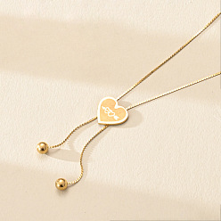 Сердце 201 женские ожерелья-лариаты из нержавеющей стали, золотые, сердце, 15.75 дюйм (40 см)