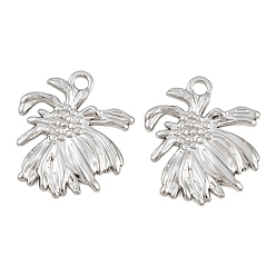 Platino 304 colgantes de acero inoxidable, amuletos de crisantemo, larga duración plateado, Platino, 27.5x24x1.5 mm, agujero: 3 mm
