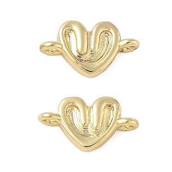 Настоящее золото 18K Подвески из латуни, сердечные ссылки, долговечный, без свинца и без кадмия, стойки покрытие, реальный 18 k позолоченный, 6x11x2.5 мм, отверстие : 1 мм