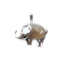 Серый агат Природные серые агаты подвески, Слон прелести, с металлической фурнитурой с платиновым покрытием, 27x33 мм