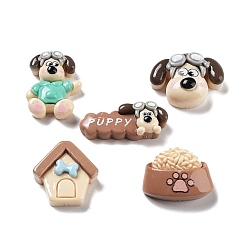 (52) Непрозрачная лаванда Непрозрачные кабошоны из смолы, собака, дом и корм для собак, разнообразные, разноцветные, 10~21x18~26.5x6.5~9.5 мм