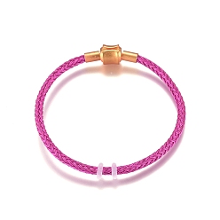 Mixed Color Braided Stainless Steel Wire European Style Bracelets Making, with Silicone Beads and Brass Clasps, Long-Lasting Plated , Mixed Color, 7-1/4 inch(18.3cm), 2.3mm