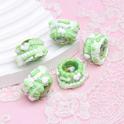 Бледно-Зеленый Непрозрачные акриловые бусины, бусины ручной работы, Эмаль стиле, рондель, бледно-зеленый, 18~23 мм