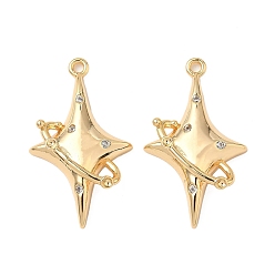 Звезда Латунные микро проложить кубического циркония подвески, без никеля , реальный 18 k позолоченный, звезда, 33.5x19.5x5 мм, отверстие : 1.8 мм