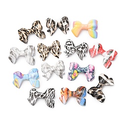 (52) Непрозрачная лаванда Акриловые бусины, непрозрачный + печататься, бантом, разноцветные, 23.5x32.5x7.5 мм, отверстие : 2 мм