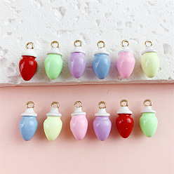 (52) Непрозрачная лаванда Подвески из эмали и сплава, подвески в виде лампочек, золотые, разноцветные, 15x7 мм, отверстие : 1.6 мм