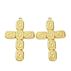 Настоящее золото 18K 304 подвески из нержавеющей стали, ионное покрытие (ip), крест очарование, реальный 18 k позолоченный, 48.5x30.5x2 мм, отверстие : 2 мм