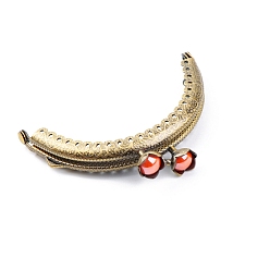 Темно-Оранжевый Рамка для кошелька с замком поцелуй из сплава, ручка для сумки, шитья, ремесла, портного, канализации, смолой цветок, темно-оранжевый, 6x8.7 см