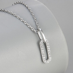 Платина Подвеска-кольцо из латуни с микропаве из прозрачных кубических цирконий, двойная овальная форма, для женщин., платина, 16.14 дюйм (41 см)