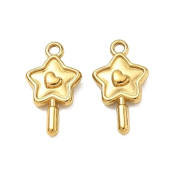 Настоящее золото 18K 316 хирургические подвески из нержавеющей стали, звезды прелести, ионное покрытие (ip), реальный 18 k позолоченный, 15.5x9x3 мм, отверстие : 1.2 мм