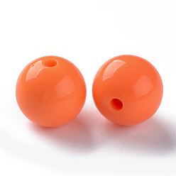 Coral Opaque Acrylic Beads, Round, Coral, 16x15mm, Hole: 2.8mm, about 220pcs/500g