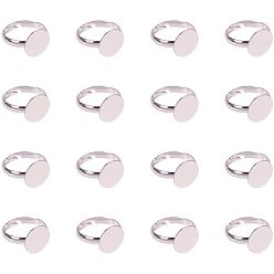 Серебро Латуни баз площадку кольцо, без свинца и без кадмия, регулируемый, серебряные, Лоток: 12 мм, размер 7, 17 мм, 50 шт / коробка