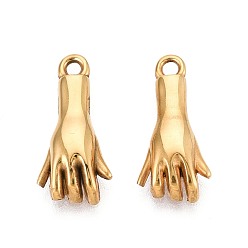 Настоящее золото 18K 304 подвески из нержавеющей стали, ионное покрытие (ip), пальмовое очарование, реальный 18 k позолоченный, 20.5x8x4 мм, отверстие : 1.8 мм
