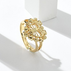 Сердце Кольца на тему девы марии, украшения из латуни для женщин, долговечный, стойки покрытие, реальный 18 k позолоченный, без свинца и без кадмия, сердце, 13x15 мм, размер США 6 (16.5 мм)