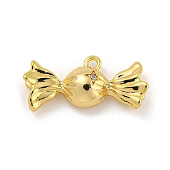 Настоящее золото 18K Латунные микропаве прозрачные подвески с фианитом, реальный 18 k позолоченный, 10x21x4 мм, отверстие : 1.5 мм