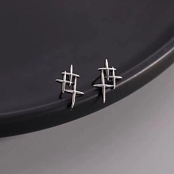 Звезда Сплав серьги для женщин, с 925 стерлинговым серебром, звезда, 14.5 мм