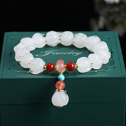 Лэмпворк Браслеты с круглыми бусинами лэмпворк, цветок, внутренний диаметр: 2-1/8 дюйм (5.5 см)