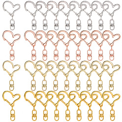 (52) Непрозрачная лаванда 40шт 4 цветные пружинные кольца из цинкового сплава, сердце, разноцветные, 41 мм, 10 шт / цвет