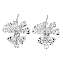 Платина Латунные серьги-гвоздики из циркония, вентилятор, платина, 17.8x15.8 мм, отверстие : 1.4 мм, штифты : 11.5x0.8 мм