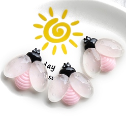 Pink Светящиеся кабошонов смолы, светится в темноте, Пчелы, розовые, 30x30 мм