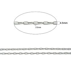 Stainless Steel Color 304 Stainless Steel Cable Chains, Soldered, Flat Oval, Stainless Steel Color, 4.5x2.5mm