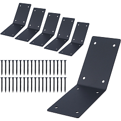 Black 6Pcs Iron Angle Brackets, with Screws, For Furniture Jewelry Box Decoration, Black, 236x76x2mm