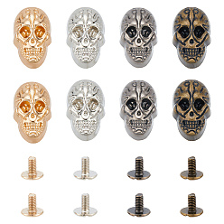 (52) Непрозрачная лаванда 8 наборы 4 цвета череп сплав заклепки набор, с железным винтом, для кошелька сумка обувь панк-рок кожаный ремесленный ремень для одежды, разноцветные, 26x15.5x9 мм, отверстие : 2.5 мм, 2 наборы / цвет