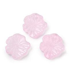 Pink Прозрачные стеклянные бусины, листьев лотоса, спекающийся лак, розовые, 20x19.5x4.5~5 мм, отверстие : 1.2 мм