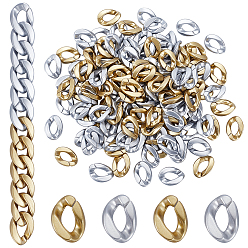 (52) Непрозрачная лаванда 200шт 2 цветные непрозрачные акриловые соединительные кольца, окрашенные распылением, разъемы для быстрой связи, для изготовления бордюрных цепей, твист, разноцветные, 23x16x5 мм, внутренний диаметр: 13x6.5 мм, 100 шт / цвет