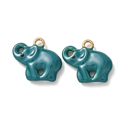чирок 304 нержавеющей стальной эмали подвески, Слон прелести, ионное покрытие (ip), реальный 18 k позолоченный, зелено-синие, 18x21x4.5 мм, отверстие : 2 мм