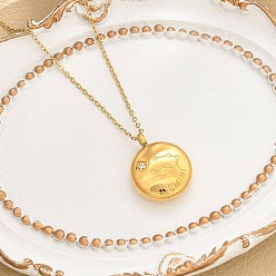 Близнецы 304 ожерелья с подвесками в виде созвездий из нержавеющей стали с прозрачным кубическим цирконием, золотые, Близнецы, 15.75 дюйм (40 см)