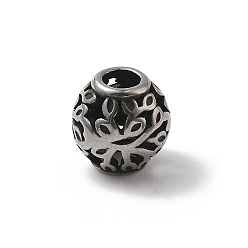 Античное Серебро 304 из нержавеющей стали европейские шарики, бусины с большим отверстием, рондель, античное серебро, 10.5x9.5 мм, отверстие : 4.5 мм