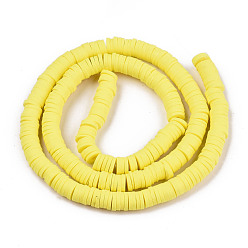 Yellow Handmade Polymer Clay Beads Strands, for DIY Jewelry Crafts Supplies, Heishi Beads, Disc/Flat Round, Yellow, 6x0.5~1mm, Hole: 1.8mm, about 290~320pcs/strand, 15.75 inch~16.14 inch(40~41cm)