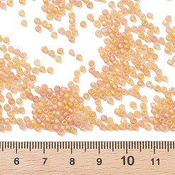 Light Salmon 12/0 Grade A Round Glass Seed Beads, Transparent Frosted Style, AB Color Plated, Light Salmon, 2x1.5mm, Hole: 0.8mm, about 30000pcs/bag