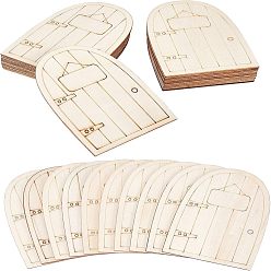 Античный Белый Деревянная сказочная дверь украшения, старинный белый, 9.9x6.75x0.2~0.3 см