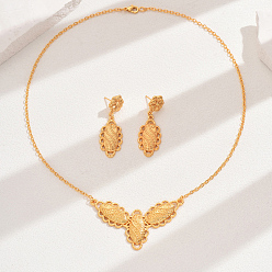 Настоящее золото 18K Винтажные модные железные овальные серьги и ожерелья для женщин, реальный 18 k позолоченный