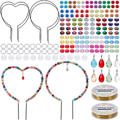 Mixed Color DIY Plants Supports Making Kits, including Iron Plants Supports, Aluminum Wire, Copper Wire, 304 Stainless Steel Jump Rings, Glass Pendants, Acrylic Beads & Links, Resin Beads, Plastic Beads, Mixed Color, 345x240x3mm