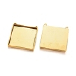 Antique Golden 2-Hole Tibetan Style Pendant Cabochon Settings, Square Tray, Cadmium Free & Nickel Free & Lead Free, Antique Golden, 49x49x2mm, Hole: 3.5mm