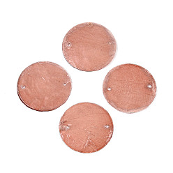 Темный Лосось Окрашенные распылением натуральные ракушки capiz дисковые звенья соединительные подвески, темный лосось, 28~30x0.5~1 мм, отверстие : 1.2~1.6 мм