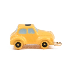 Or Pendentifs en émail , charmes de voiture, or, or, 19.5x12.5x9mm, Trou: 1.5mm