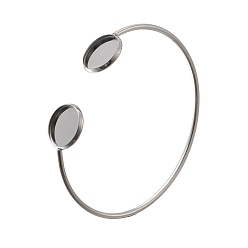 Нержавеющая Сталь Цвет 304 заготовки для браслетов-манжет из нержавеющей стали с плоскими круглыми поддонами, не тускнеет, цвет нержавеющей стали, лоток : 14 мм, 0.2~1.55 см, внутренний диаметр: 2-1/4 дюйм (5.6 см) ~ 2-1/2 дюйм (6.45 см)