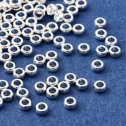 Серебро Латунные бусины, долговечный, стойки покрытие, плоско-круглые, серебряные, 2.5x1.2 мм, отверстие : 1.2 мм