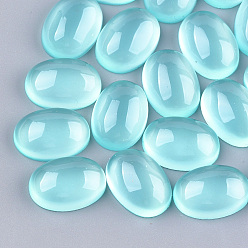 Light Cyan Translucent Resin Cabochons, Oval, Light Cyan, 14x10x4mm