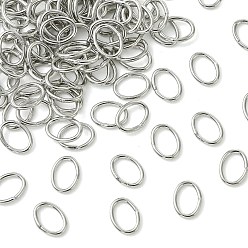 Real Platinum Plated SHEGRACE Brass Closed Jump Rings, Oval, Cadmium Free & Lead Free & Nickel Free, Real Platinum Plated, 6.5x8.5x1mm, Inner Diameter: 4.5x6.5mm, 18 Gauge