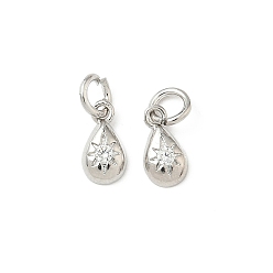 Платина Латунные микро проложить кубического циркония подвески, слезинки, стойки покрытие, долговечный, с целью перехода в кольце, платина, 9.5x5x2 мм, отверстие : 3 мм