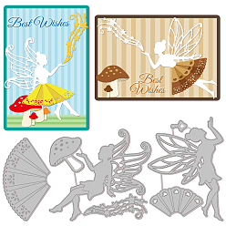 Angel & Fairy Углеродистая сталь разрезает трафареты, для diy scrapbooking, Фотоальбом, декоративная бумага для тиснения, цвет нержавеющей стали, фея, 51~111x81~109x0.8 мм, 3 шт / комплект